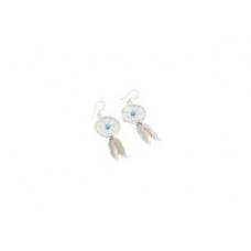 Dream catcher Earrings Silver 925 Sterling Dangle Women Turquoise Gem Stone D662